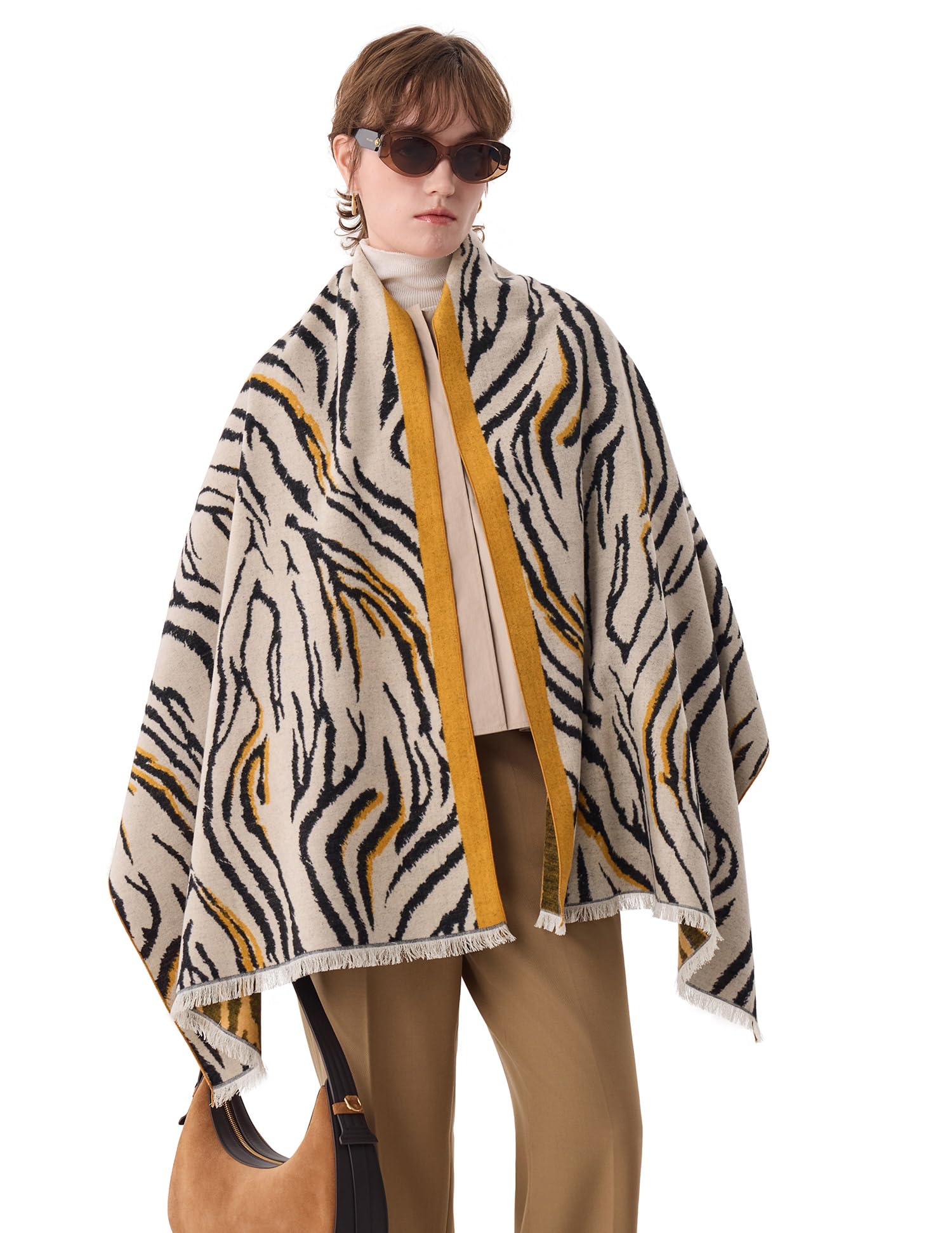 The Wild Zebra Silk Scarf – 100% Mulberry Silk, Jacquard Reversible, 71"x24"