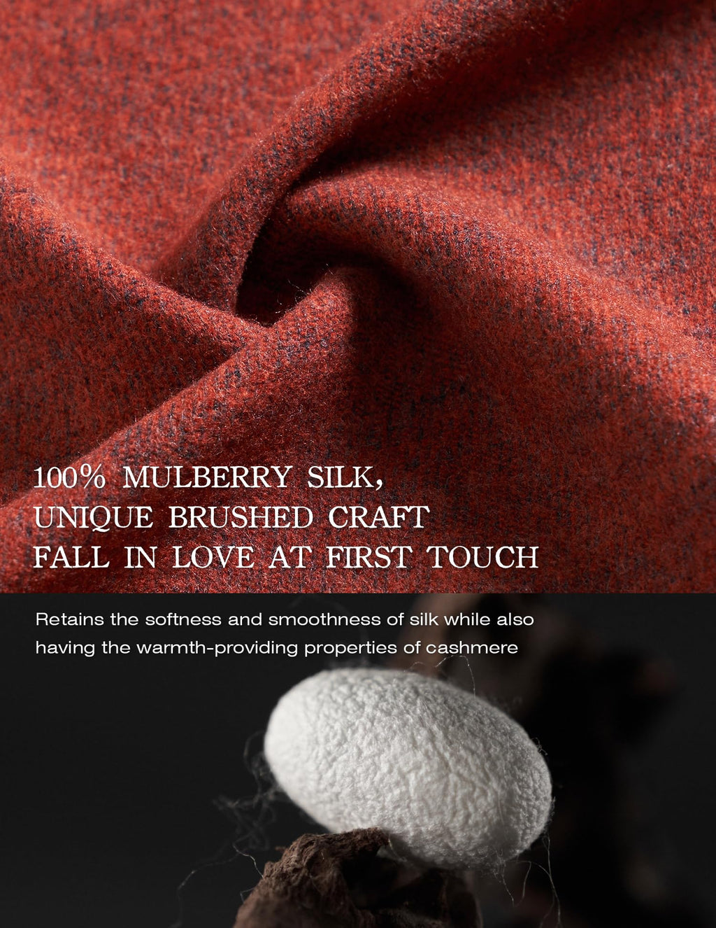 Red Jacquard Silk Scarf – 100% Mulberry Silk, Gentleman, 71"x12"