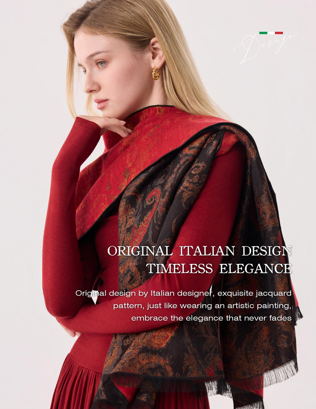 The Palace Collection - Luxurious Warm Winter Silk Scarf Gift Scarf for Her, 71"x18"