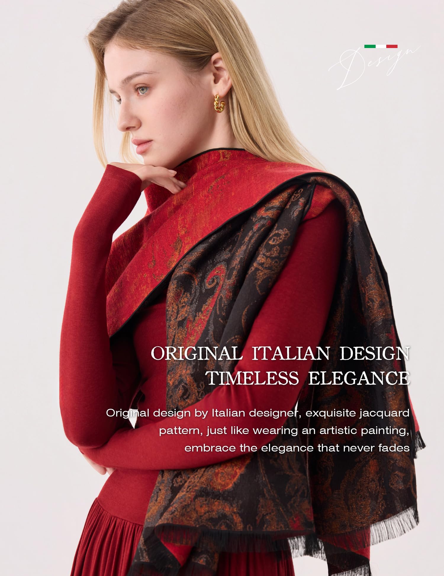 The Palace Collection - Luxurious Warm Winter Silk Scarf Gift Scarf for Her, 71"x18"