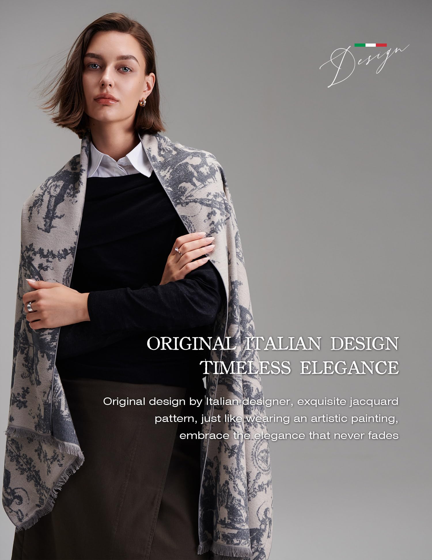 Delicate Dream Navy Silk Scarf – 100% Mulberry Silk, Jacquard