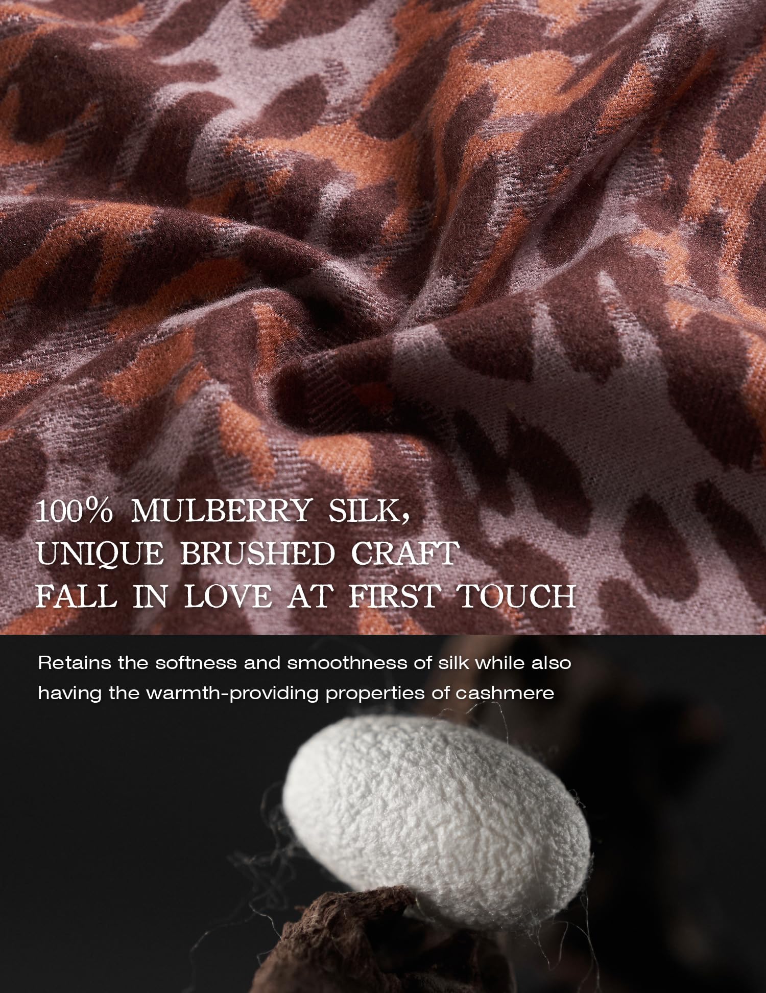 Wild Grace Leopard Silk Scarf – 100% Mulberry Silk, Jacquard Reversible, 71"x24"