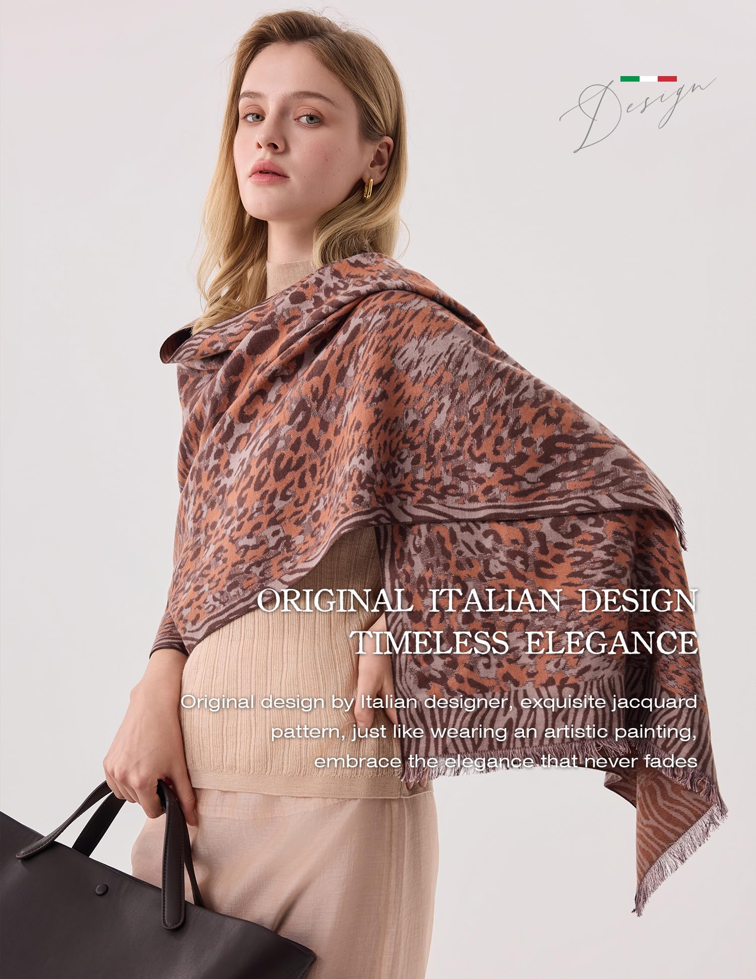 Wild Grace Leopard Silk Scarf – 100% Mulberry Silk, Jacquard Reversible, 71"x24"