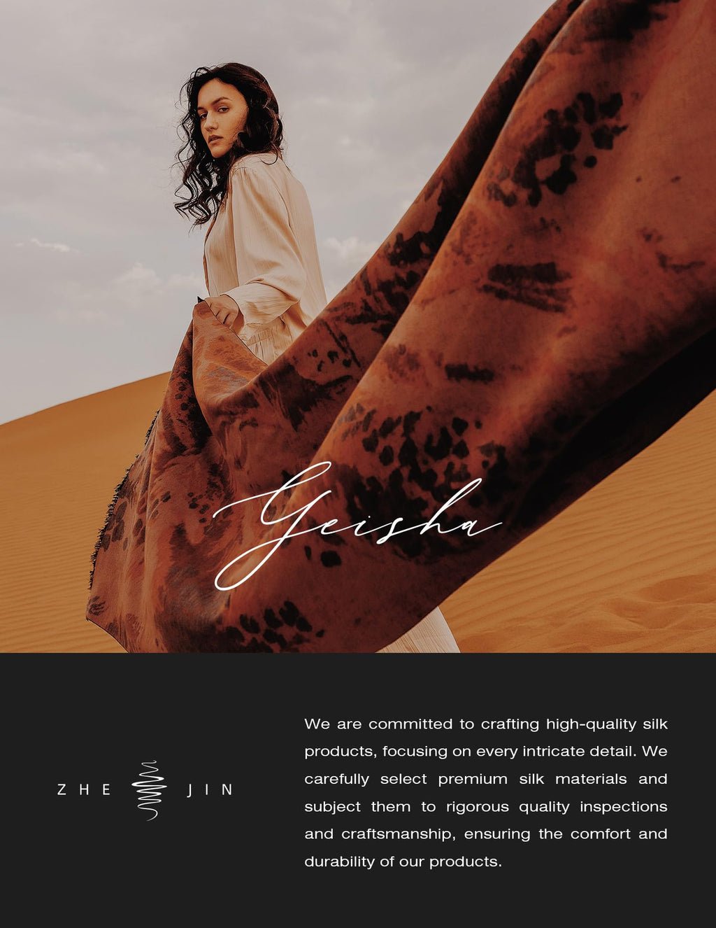Geisha Silk Scarf – 100% Mulberry Silk, Jacquard Reversible, 71"x24"